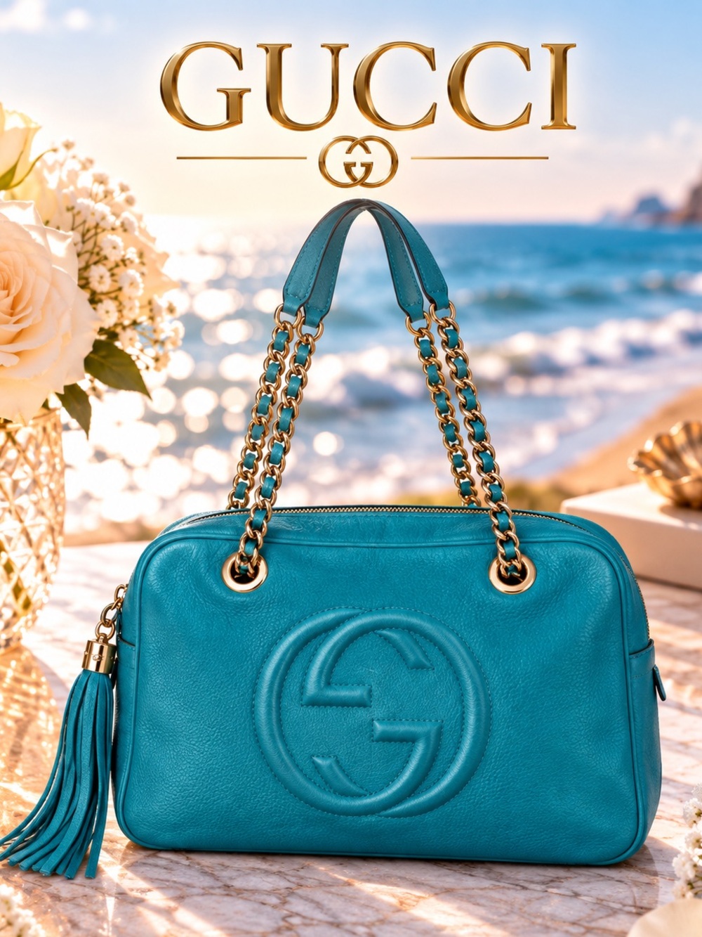 Gucci Soho Blue Nubuck Leather Shoulder Bag